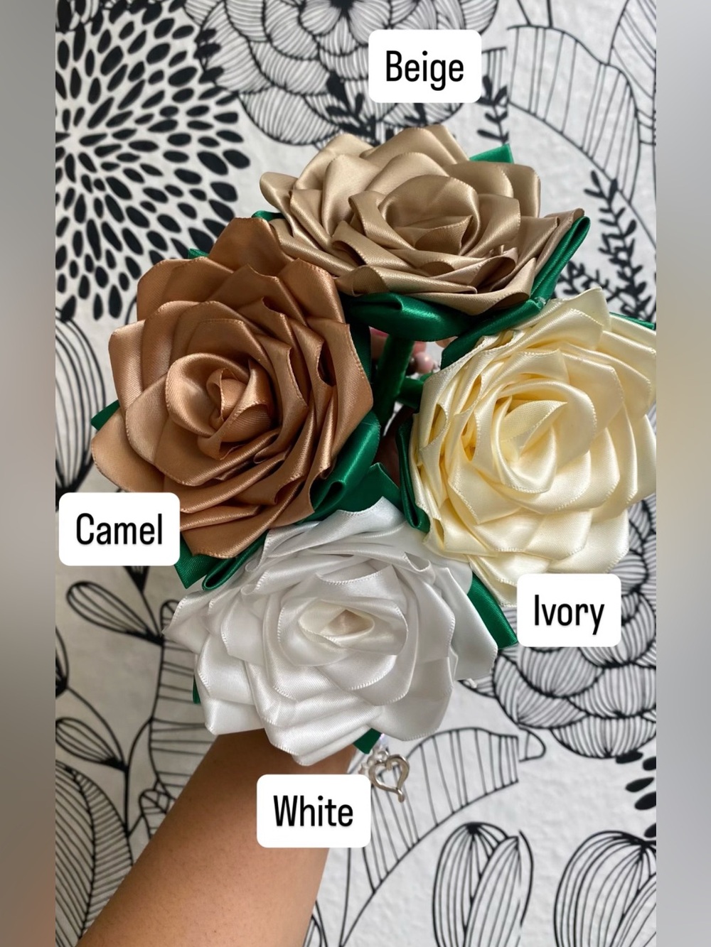 Hand Crafted Satin Rose Pen- Choose 1 - Picture 4 of 5